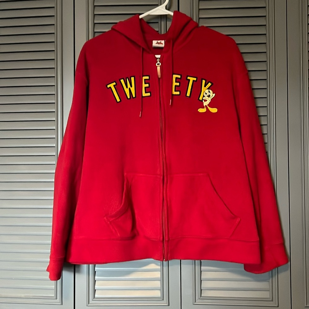 Vintage Retro Red Tweety Hoodie - Large